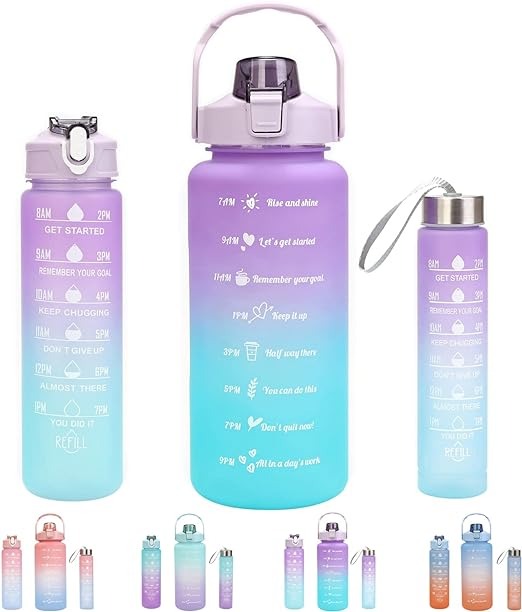 3-Pieces Motivational Water Bottle Set – BPA-Free Sports Bottles