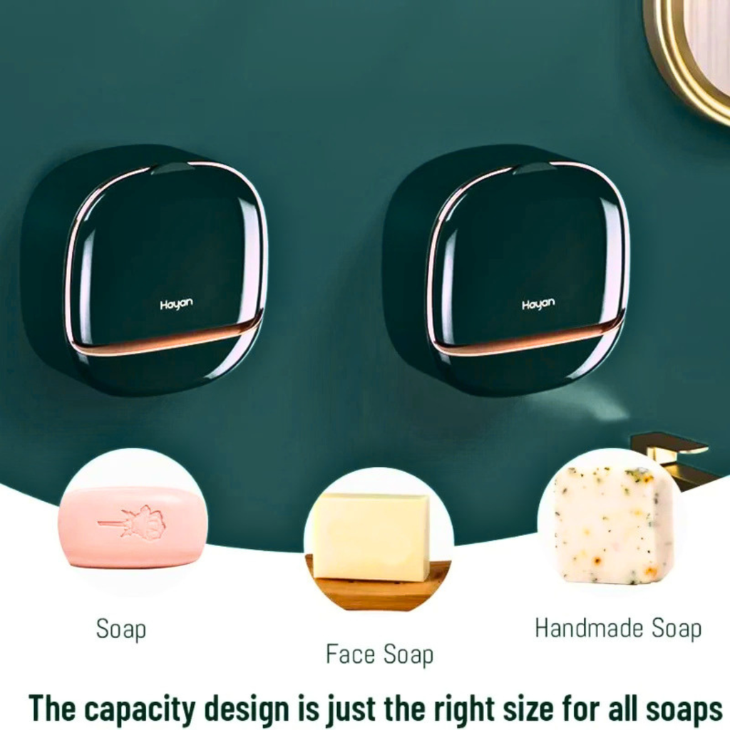 Premium Wall-Mounted Waterproof Soap Box (Luxury Green & Gold)