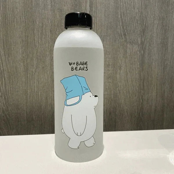 Cute We Bare Bears Frosted Glass Water Bottle