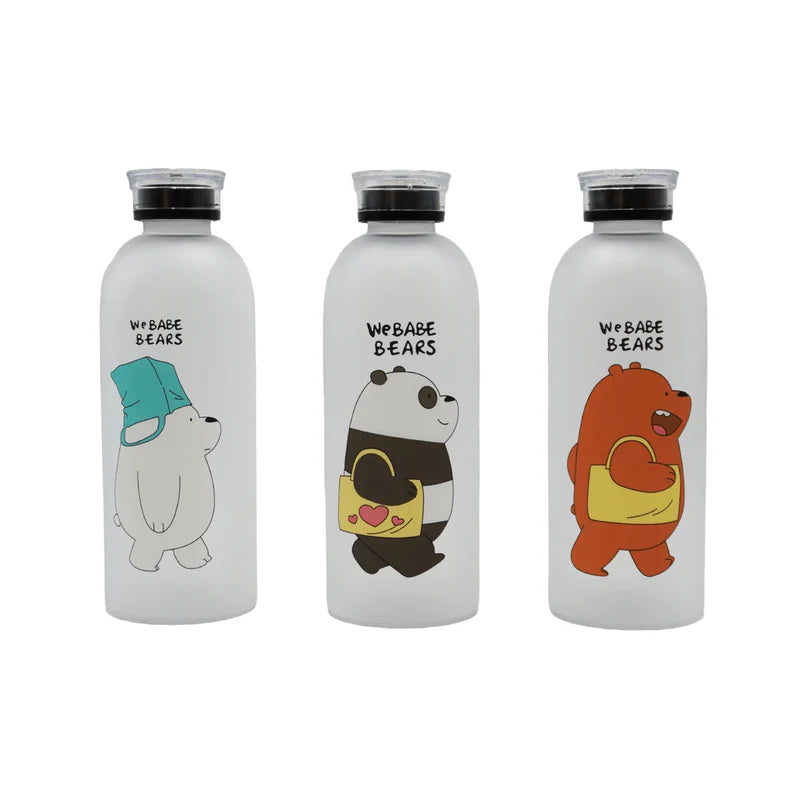 Cute We Bare Bears Frosted Glass Water Bottle