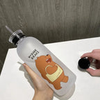 Cute We Bare Bears Frosted Glass Water Bottle